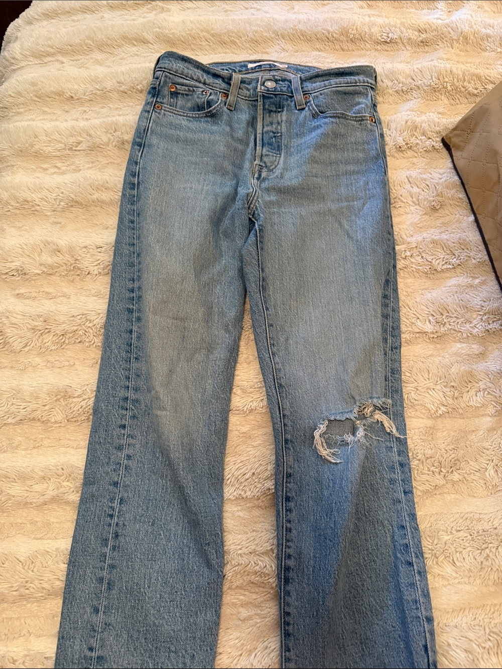 Levi's Wedgie Straight Light Blue Distressed Jeans